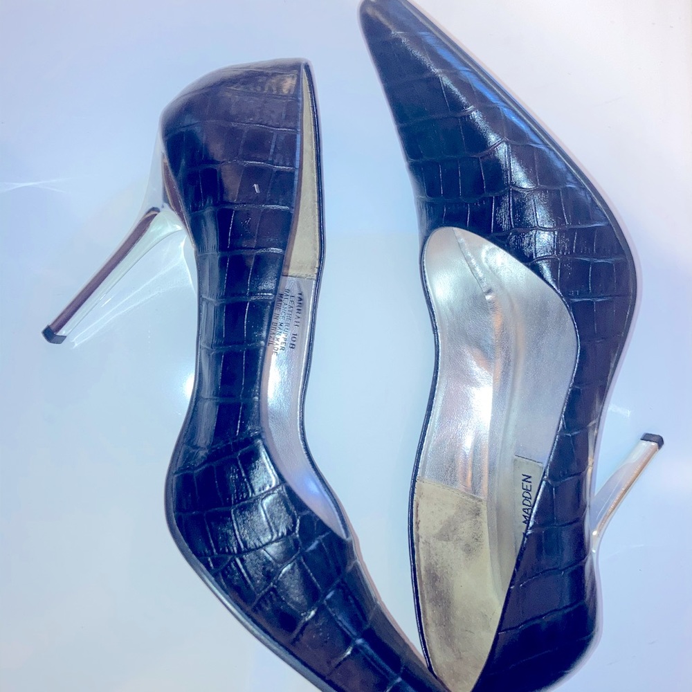 Steve Madden Tarrah Black Croco heels. Worn
